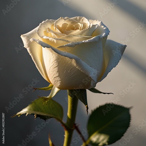 A white rose with the morning sun