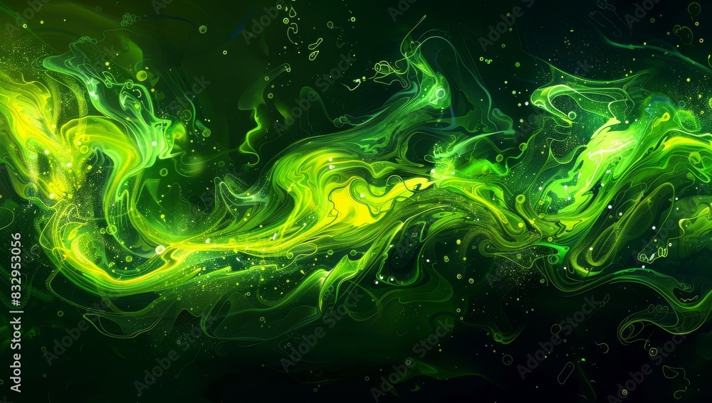 Obraz premium An abstract flame shape in lime green and yellow color. 