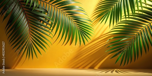 Tropical palm leaf shadow background wall for product display and advertising