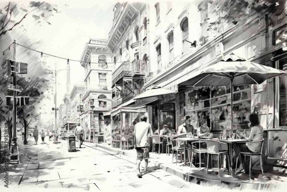 Fototapeta premium Summer street scenes - Generative AI