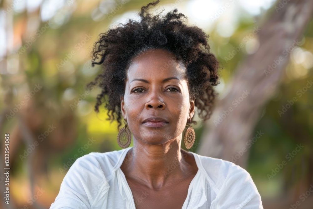 African american woman wearing white shirt. African american woman wearing white shirt.