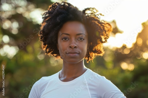 African american woman wearing white shirt.