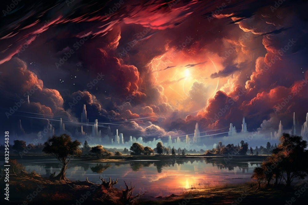Fototapeta premium Summer storms - Generative AI