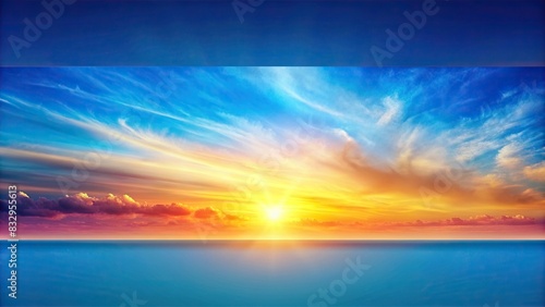 Abstract sunset gradient banner with a wide blue sky, perfect for banner design photo