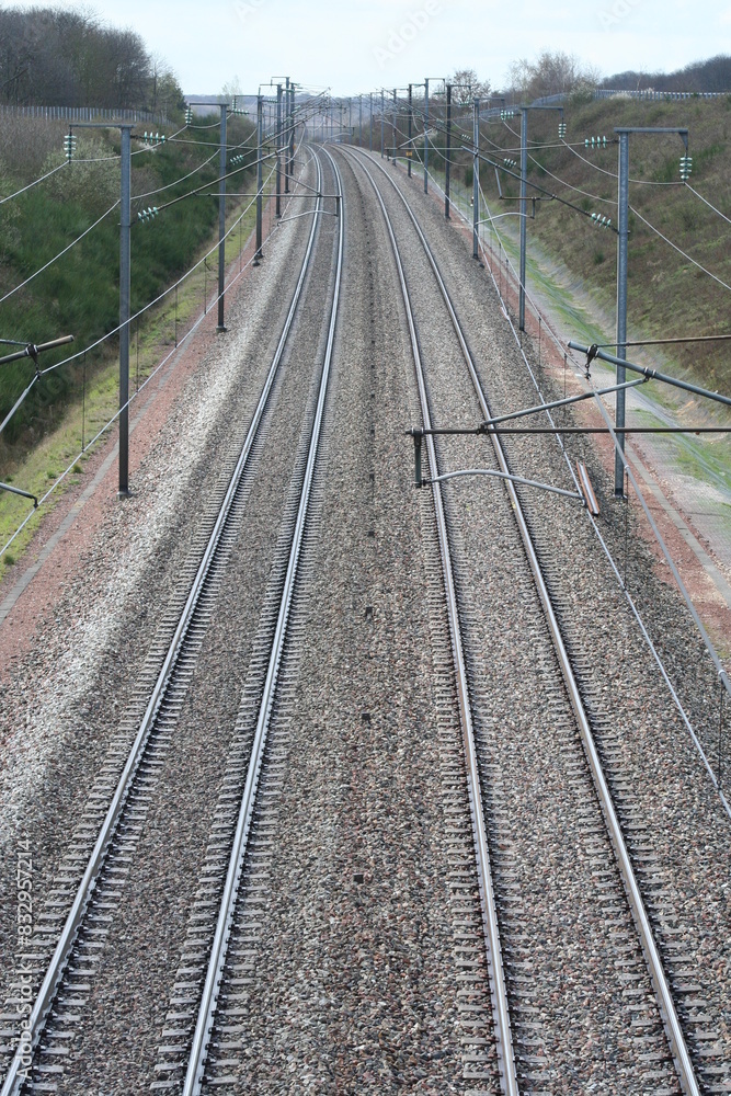 railroad tracks in the countryside railroad tracks in the countryside