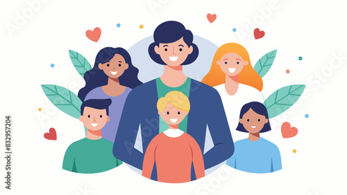 In the final sketch the person is surrounded by loved ones symbolizing the importance of support and connection in sustaining a successful recovery. Vector illustration