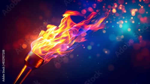 Illustration of Olympic torch with flame. © Bargais