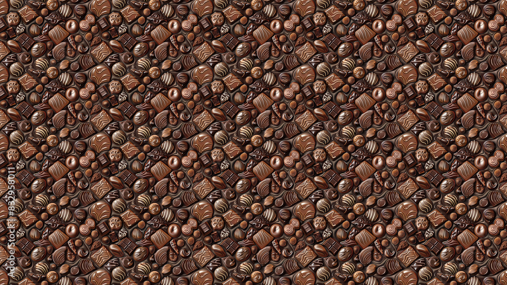 Colorful chocolate and strawberry pattern Colorful chocolate and strawberry pattern