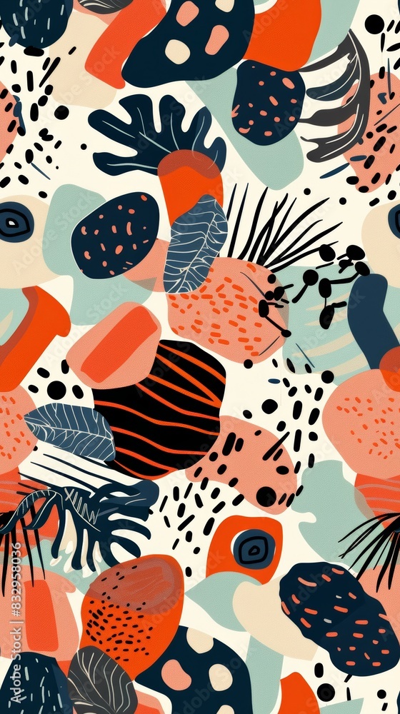 Playful Harmony: Fusion of Geometric and Organic Elements in Illustrated Pattern Playful Harmony: Fusion of Geometric and Organic Elements in Illustrated Pattern