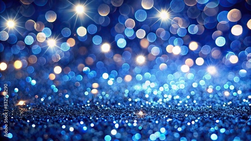 Shiny navy blue bokeh lights background for festive holidays celebrations