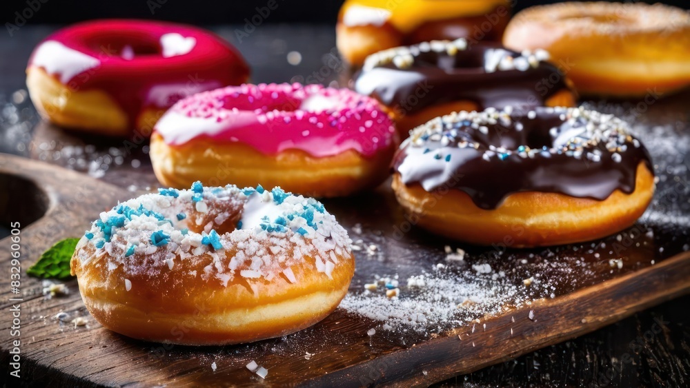 Diverse Delights, A Palette of Five Colorful Donuts Diverse Delights, A Palette of Five Colorful Donuts