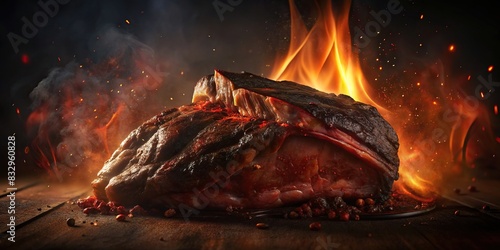 Deliciously smoked brisket BBQ with a beautiful glow, perfect for food photography or advertisements