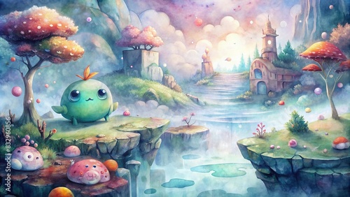 Pixelated dreams a beautiful watercolor painting of whimsical game art and lo-fi ambiences