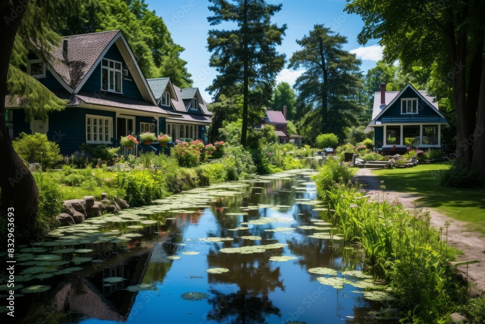 Obraz premium Summer cottages - Generative AI
