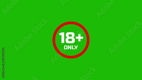 Animated 18 only icon with a green background.