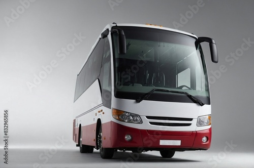 Low angle front view of the bus, showing the bumper, headlight, and windshield © AungMyintMyat