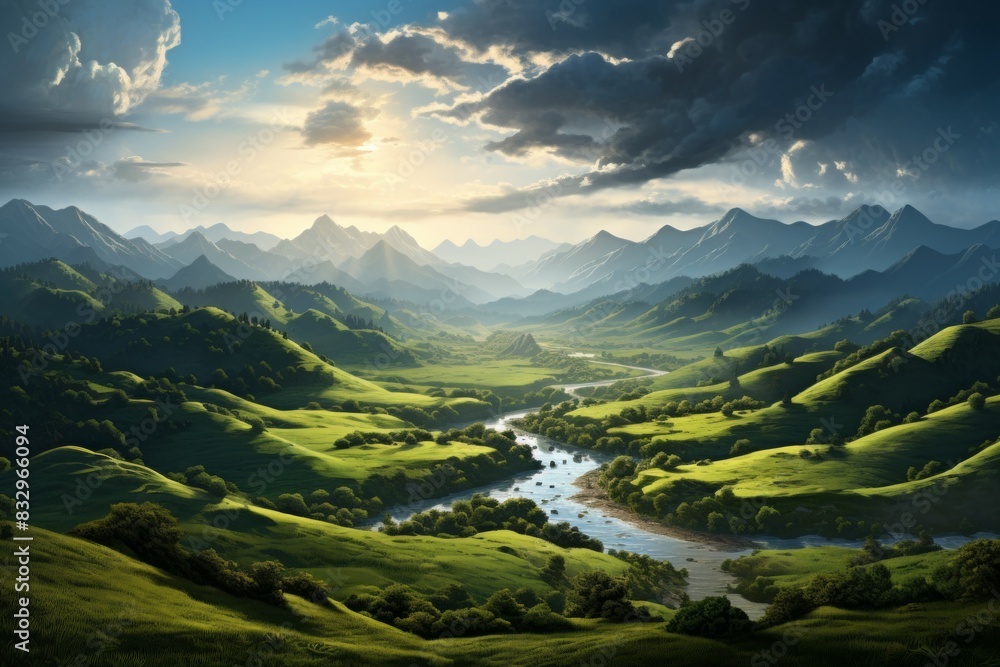 Fototapeta premium Summer landscapes - Generative AI