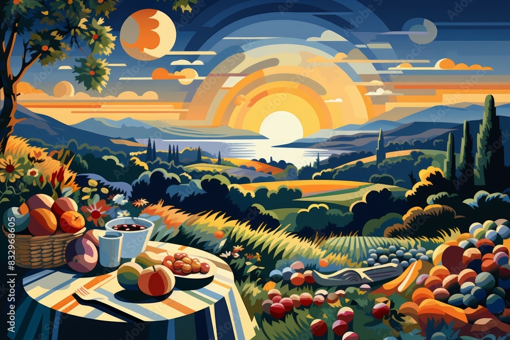 Obraz premium Summer picnics - Generative AI