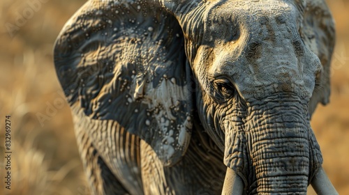 Detailed view of an elephant s head photo