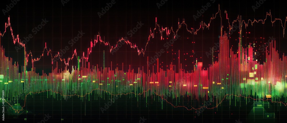 candlestick stock chart abstract wallpaper in green and red bars on a black background candlestick stock chart abstract wallpaper in green and red bars on a black background