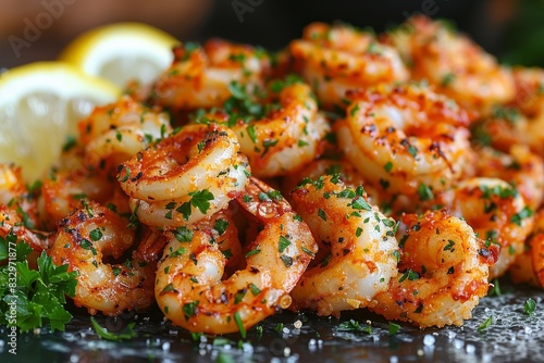 Close Up of a Plate of Food With Shrimp