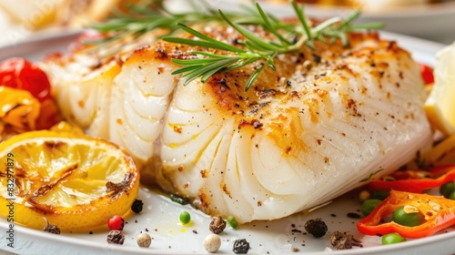 Cod dish with pepper or cooked codfish photo