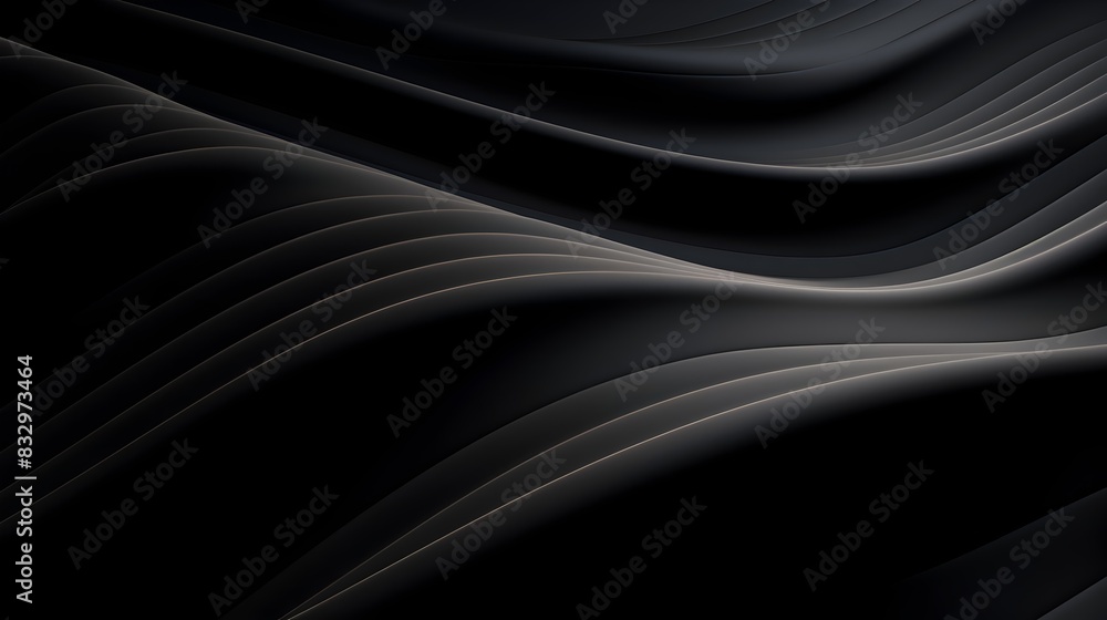 Graceful 3D Material Waves Rippling Over a Dark and Moody Background Graceful 3D Material Waves Rippling Over a Dark and Moody Background