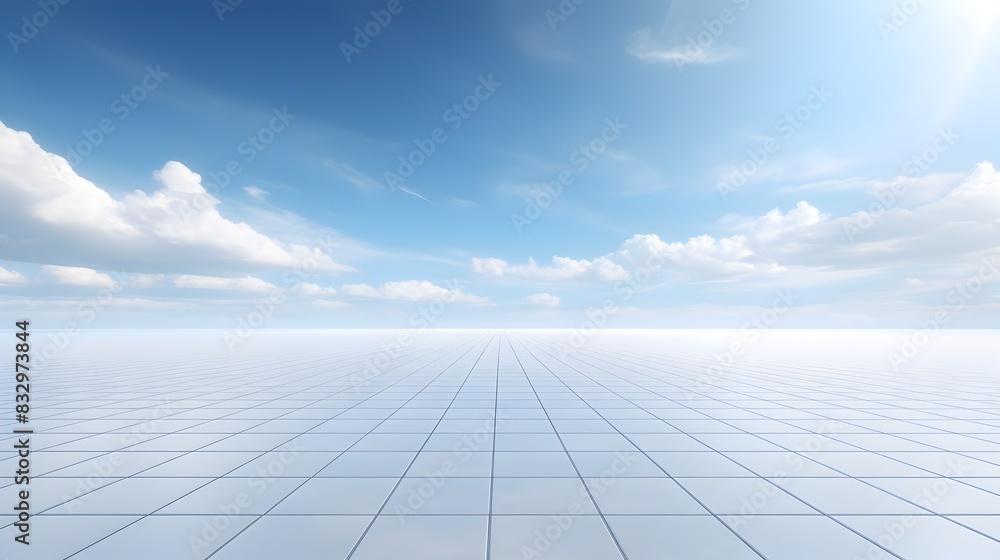 Vast Minimalist Tiled Horizon Under Ethereal Blue Sky Vast Minimalist Tiled Horizon Under Ethereal Blue Sky