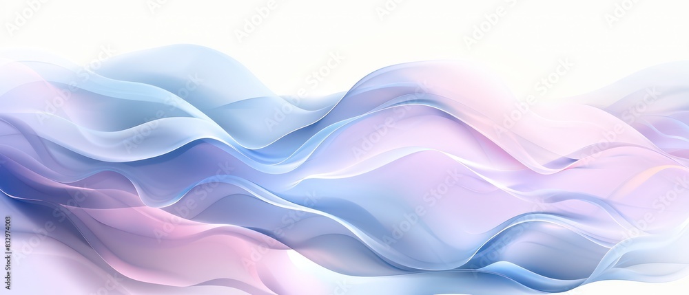 Fototapeta premium minimal abstract wallpaper with smoke waves in blue and purple on a white background