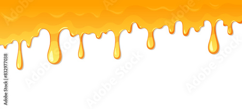 Dripping honey isolated on white background.