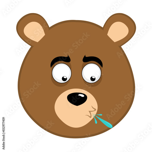 vector illustration face brown bear grizzly cartoon spitting saliva