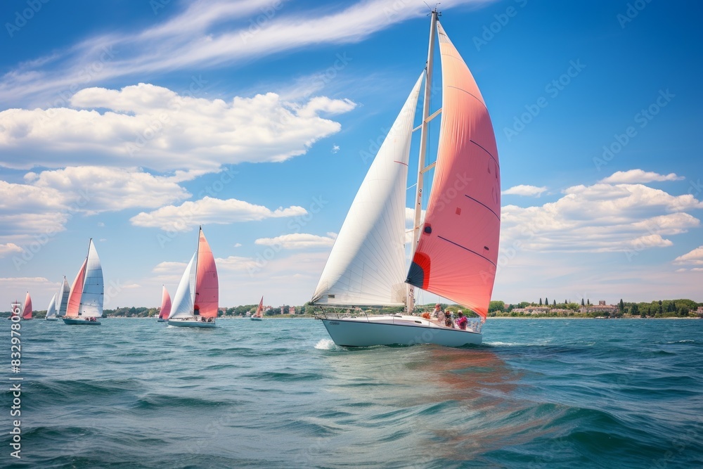 Naklejka premium Summer sailing regattas - Generative AI