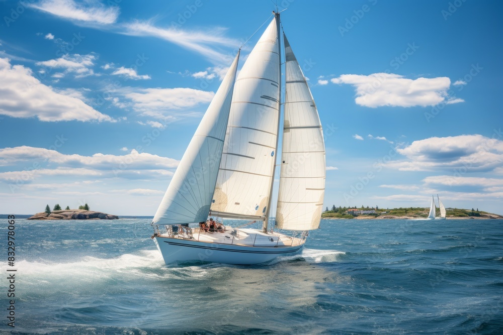 Fototapeta premium Summer sailing regattas - Generative AI
