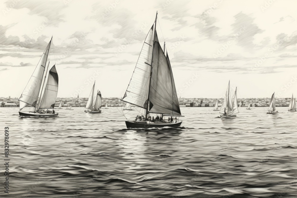 Fototapeta premium Summer sailing regattas - Generative AI