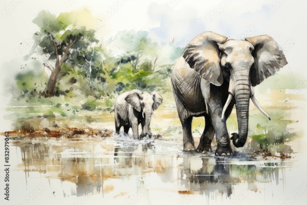 Fototapeta premium Summer wildlife sanctuaries - Generative AI