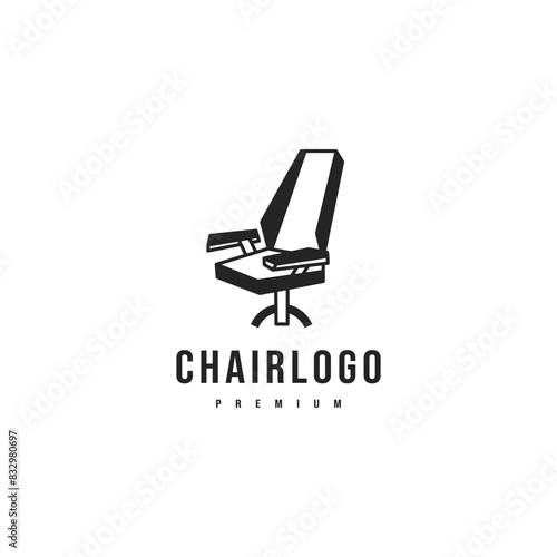 office chair vintage logo design illustration 3