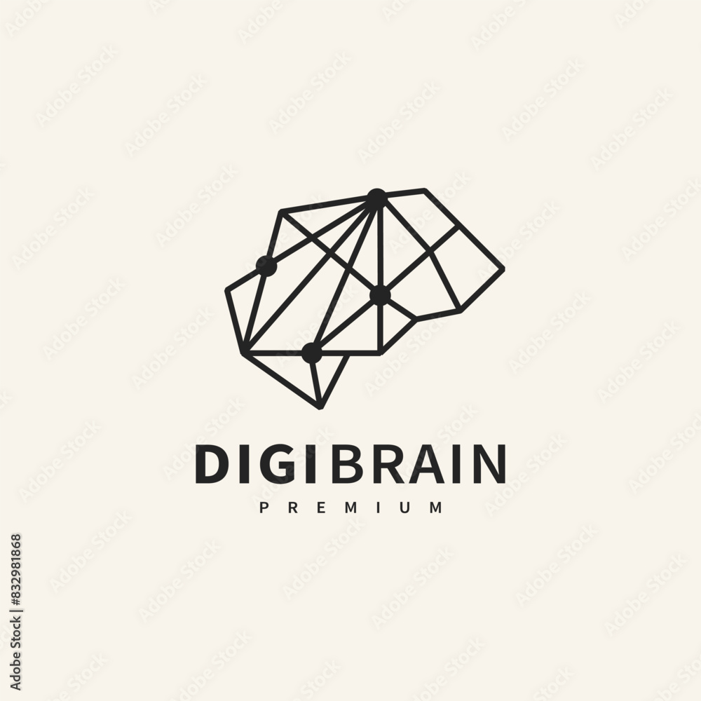 geometric brain connection logo design illustration 2 geometric brain connection logo design illustration 2
