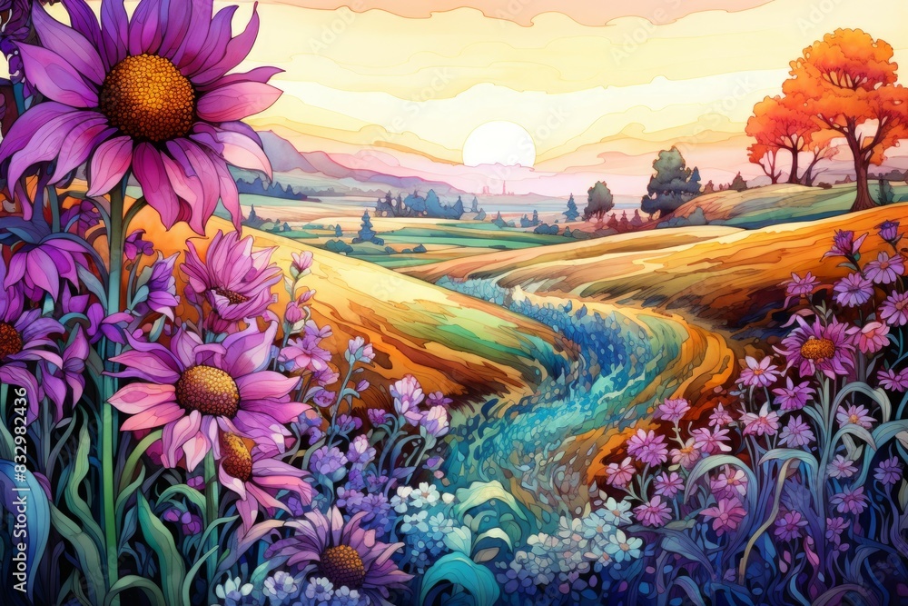 Summer flower fields - Generative AI Summer flower fields - Generative AI