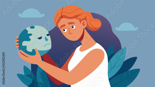 The image of a person gripping onto a clay sculpture of their own head embodying the idea of being consumed and controlled by anger.. Vector illustration