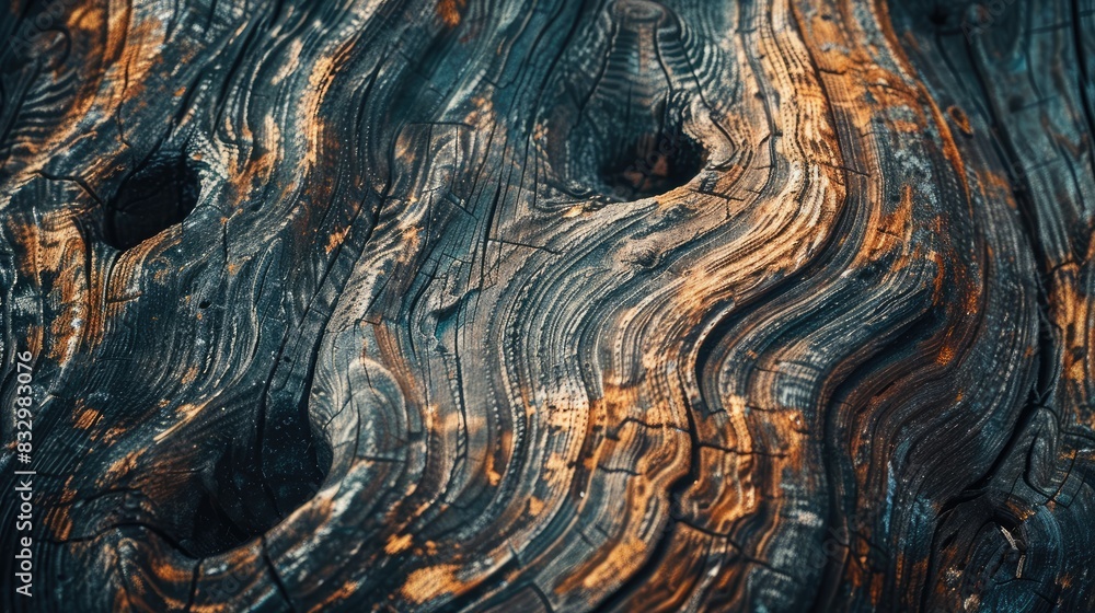 Close up of texture on a wooden surface with natural designs