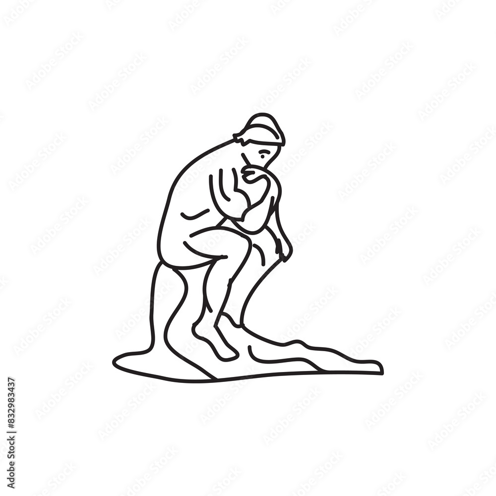 hinking man statue line icon. vector flat simple illustration for web and app on white background..eps hinking man statue line icon. vector flat simple illustration for web and app on white background..eps