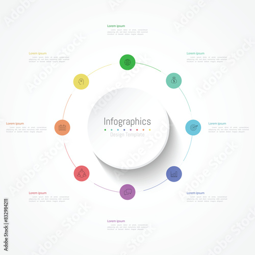 Infographic 8 options design elements for your business data. Vector Illustration.