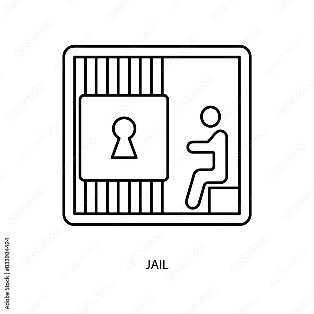 jail concept line icon. Simple element illustration. jail concept outline symbol design. jail concept line icon. Simple element illustration. jail concept outline symbol design.
