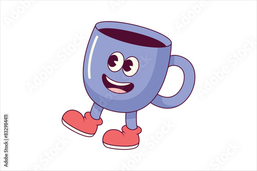 Cute Coffee Mug Flat Sticker Design