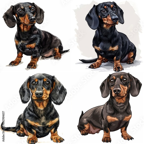 full shot drawing of a Dachshund for a pictur