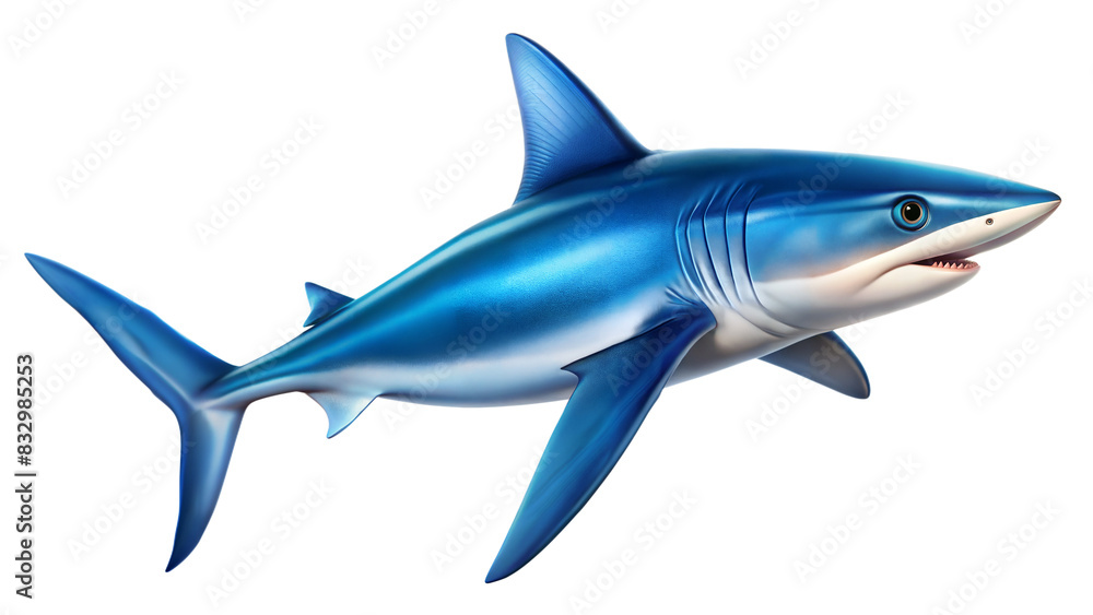 Fototapeta premium Blue Shark Image Isolated on White Background 