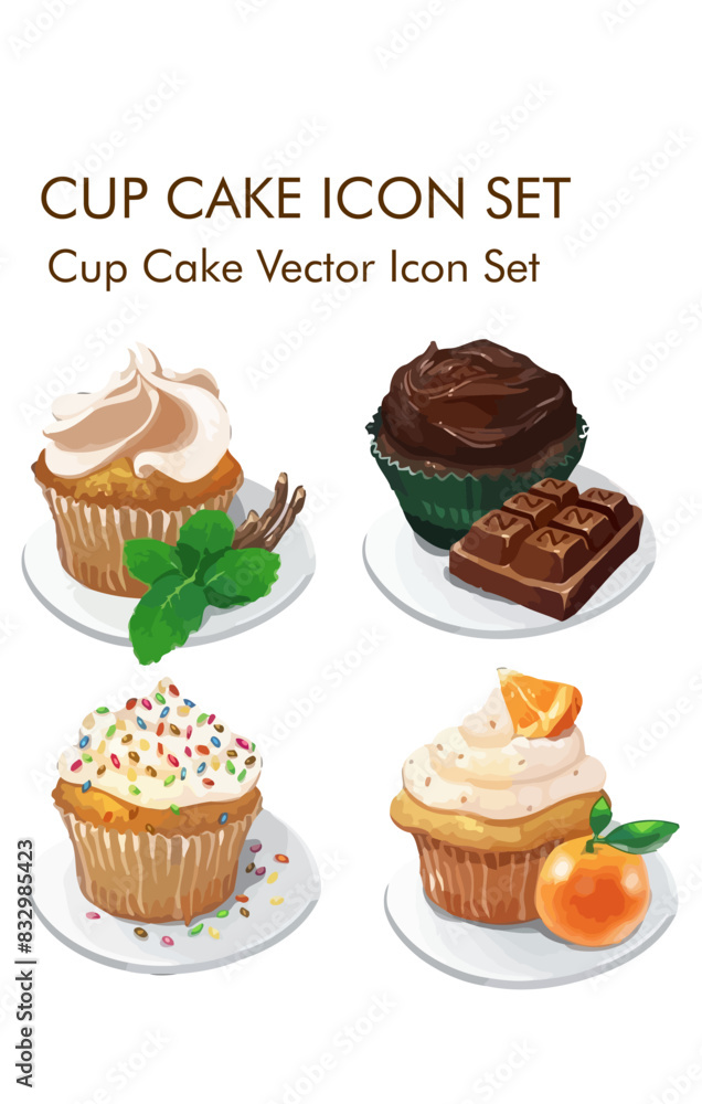 Cupcake logo vector Icon set Cupcake logo vector Icon set