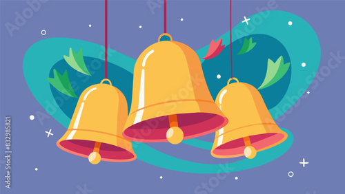 The soft tinkling sound of the smaller hand bells blending with the resounding tone of the larger bells.. Vector illustration
