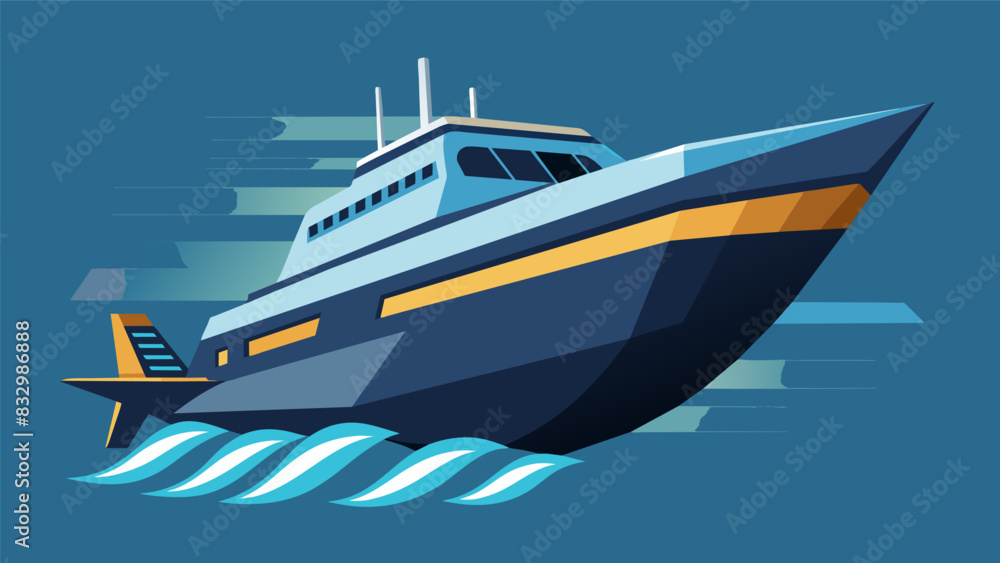 The sleek design of the ship belies the massive marine diesel engine that lurks below the surface providing the vessel with its impressive speed and. Vector illustration The sleek design of the ship belies the massive marine diesel engine that lurks below the surface providing the vessel with its impressive speed and. Vector illustration