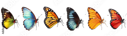 Colorful butterfly collection isolated on transparent background photo